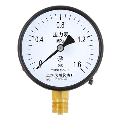 上海天川Y-100标准压力表水压力表空气压力表油压液压负压表1.6Mp