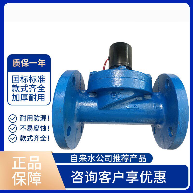 2W铸铁水用电磁阀220V法兰灌湛喷淋开关阀常闭DN50