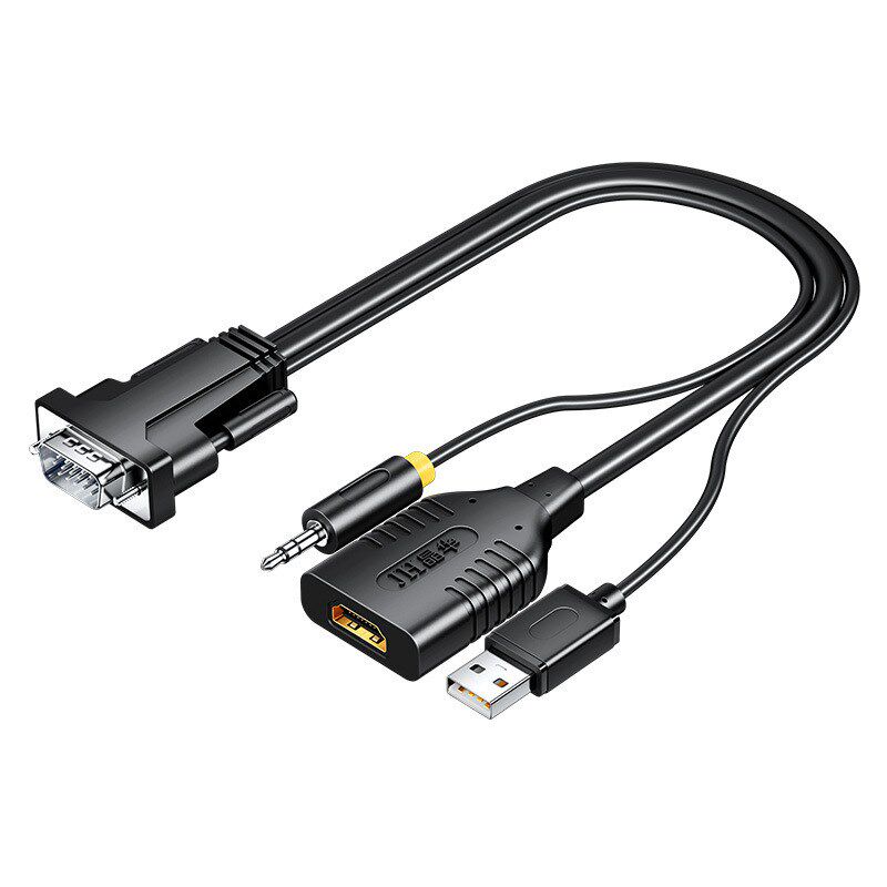 晶华 VGA转HDMI转换线转换器显示器VGAHDMI 带音频带供电高清转换