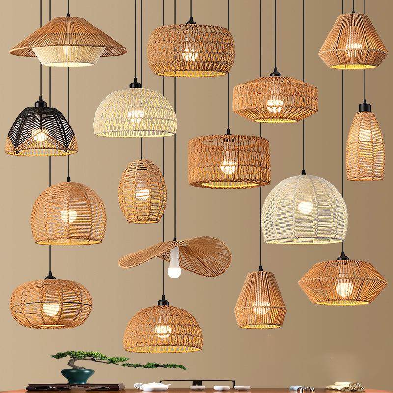 新中式茶室餐厅吊灯客厅中古灯榻榻米书房玄关创意藤编吊灯吧台灯,家装灯饰光源,智能吊灯,淘宝优惠券,粉丝福利购,淘宝优惠卷