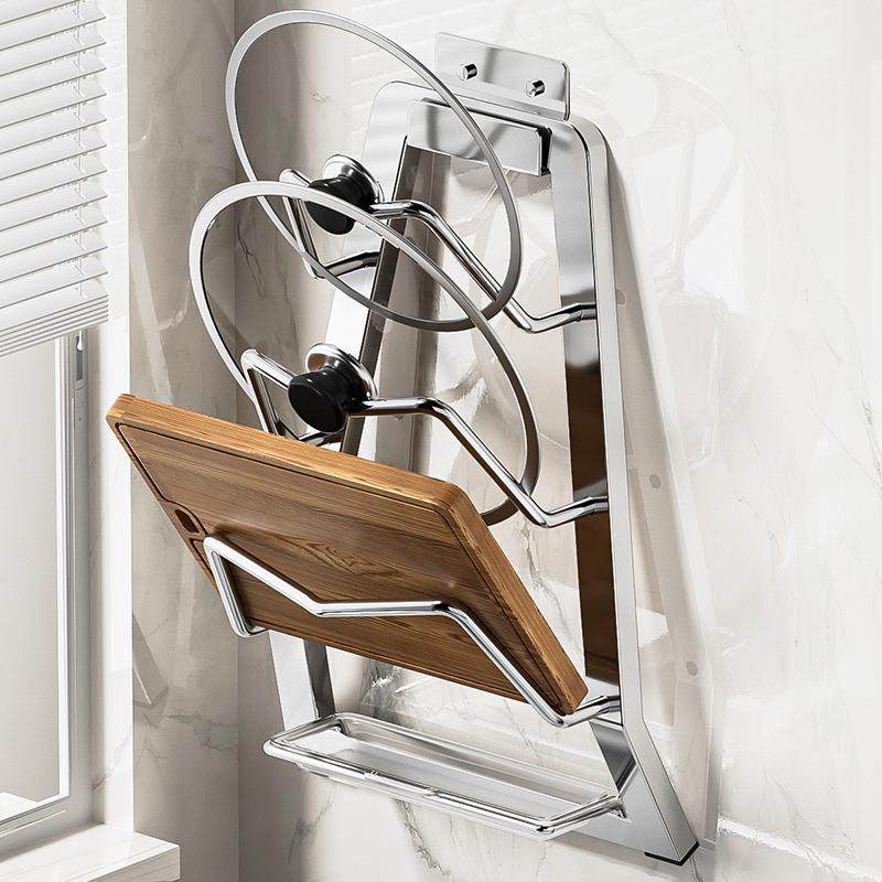 304不锈钢锅盖架免打孔厨房置物架砧板架多功能厨具放锅盖收纳架,厨房/烹饪用具,抹布架/厨房清洁收纳架,淘宝优惠券,粉丝福利购,淘宝优惠卷