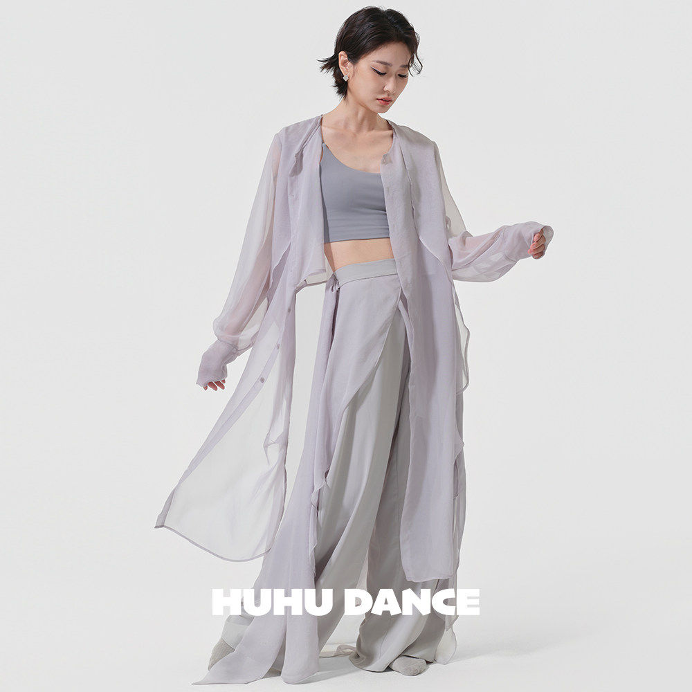HUHUDANCE现代舞古典舞中国舞上衣套装飘逸假两件衬衫套装9002