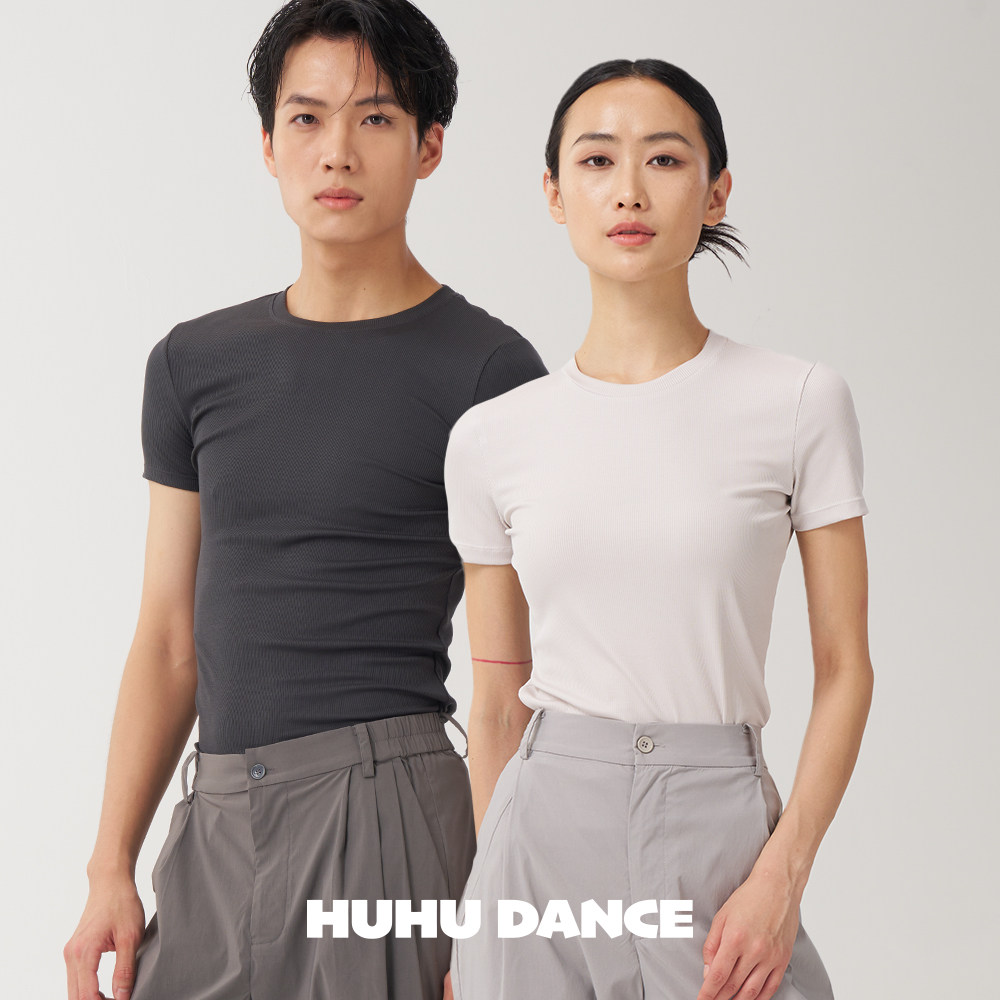 HUHUDANCE日常穿搭练功服现代舞紧身螺纹高弹上衣男女款速干5509图片