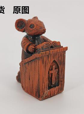 独立站讲坛上的教堂老鼠雕像树脂工艺品摆件家居花园园林书房摆件