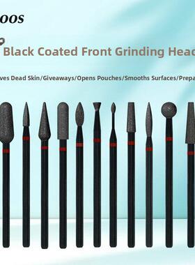 Hytoos黑色镀金金刚砂指甲抛光头前置式死皮抛光机耐用装甲指甲沙