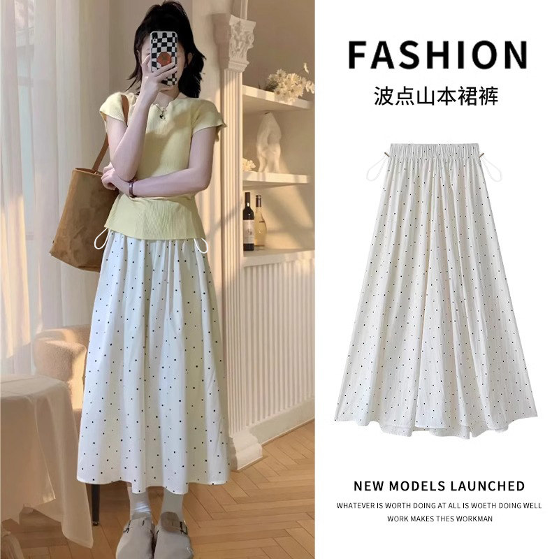 孕妇裙波点半身裙夏季2025新款a字宽松显瘦中长款法式白色伞裙子