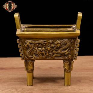 宏达铜器 仿古纯铜二龙戏珠铜鼎吉祥礼品摆件