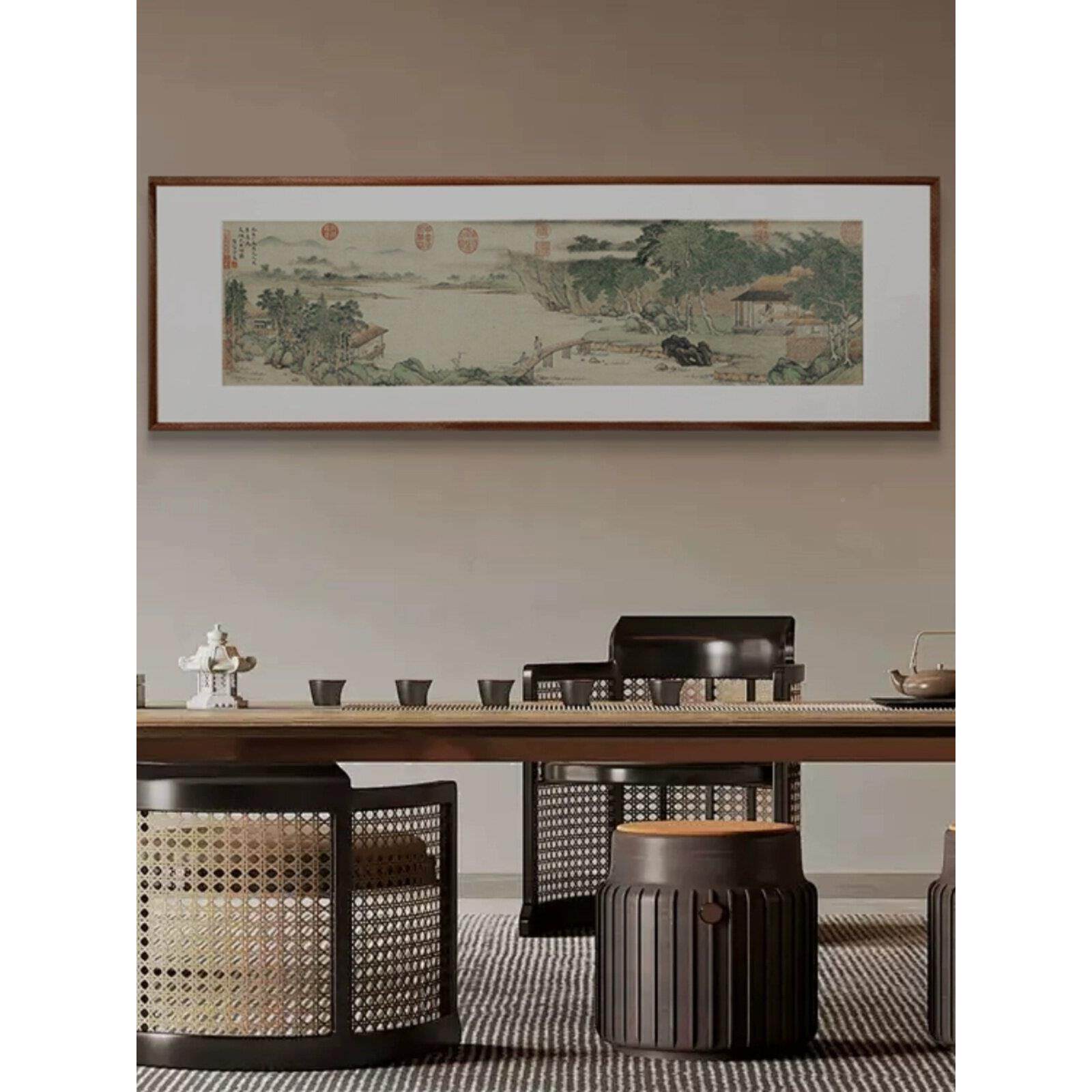(携琴睿访背友图)上画客厅沙发景墙书房挂装NFP饰画中国风