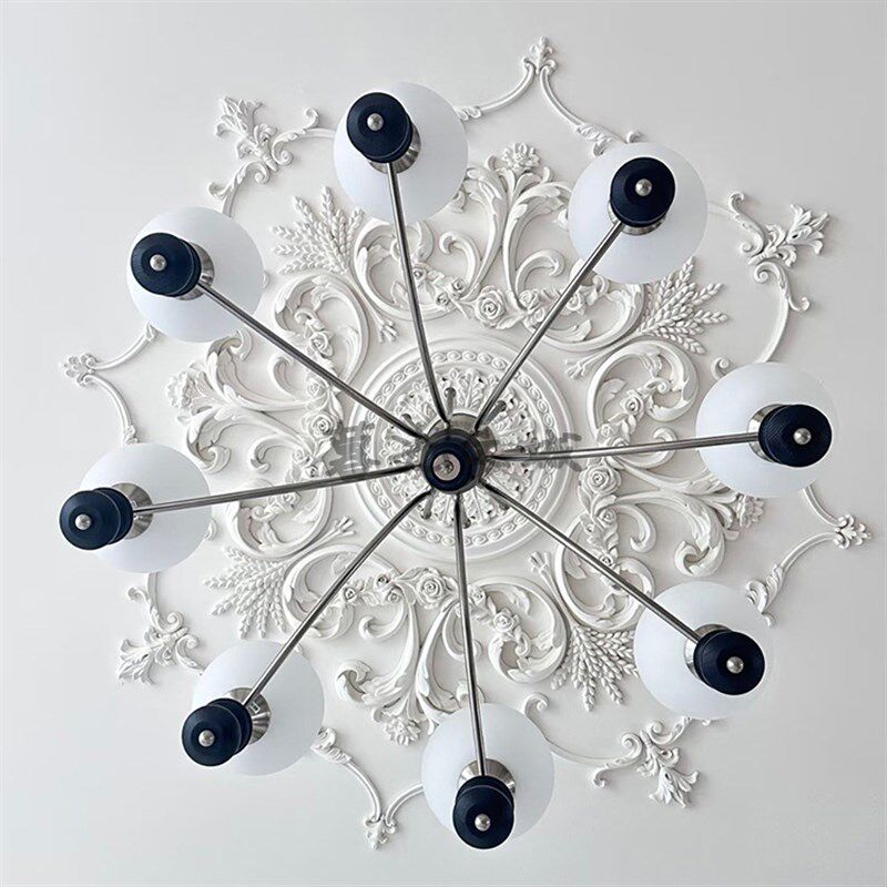 法式pu灯盘石膏拼花组合灯盘欧式吊顶造型装饰雕花吊灯底座灯池*