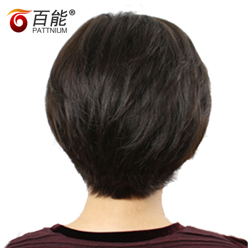 中老年假发女款真人发丝妈妈假发全手织逼真女士真发假发短发头套