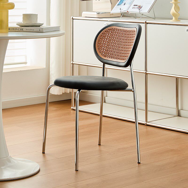 塑料编藤餐椅家用可叠摞靠背椅铁艺藤编椅咖啡厅商用高级休闲椅子