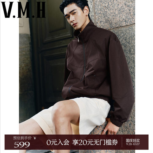 VMH秋男装复古工装长袖立领夹克