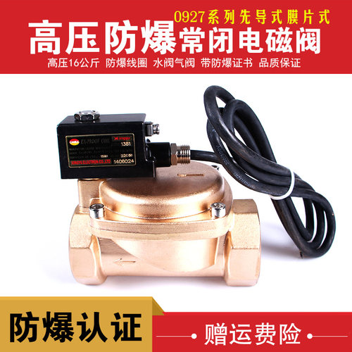 防爆电磁阀 高压16公斤水阀 气阀 铜阀 AC220V DC24V 2分3分4分等