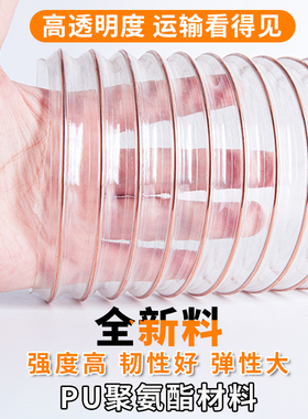 PU聚氨酯吸尘管软管镀铜钢丝雕刻机开料机伸缩透明木工业通排风管