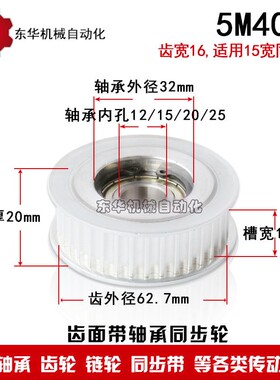 带轴承同步轮 5M40齿 内孔12/15/20/25 齿宽16/21/26 涨紧轮 惰轮