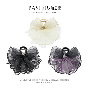 轻纱舞曲 超洋气FB3323 8cm蕾丝纱面优雅气质发夹盘发抓夹2026新款