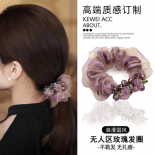 头花2026新款高端优雅气质玫瑰大肠发圈高弹力发圈