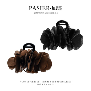 头发夹后脑勺抓夹高级感赫本王妃午夜玫瑰8CM优雅气质抓夹FB3129