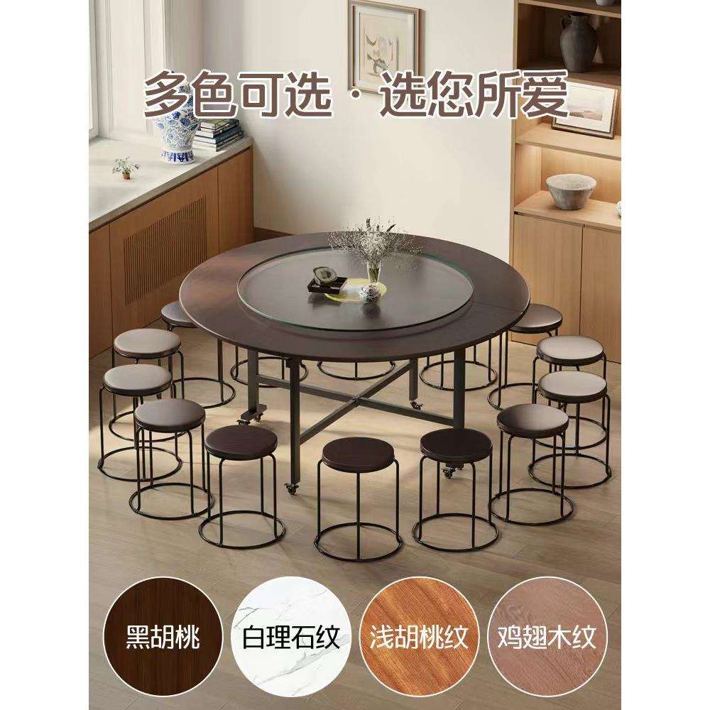 cs折叠饭桌家用多功能可折叠移动圆形餐桌简约酒店客厅聚会大圆桌