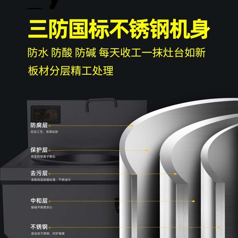 大炒灶商用电磁炉15千瓦大功率饭堂炒菜灶商用炉灶爆炒灶380V灶台