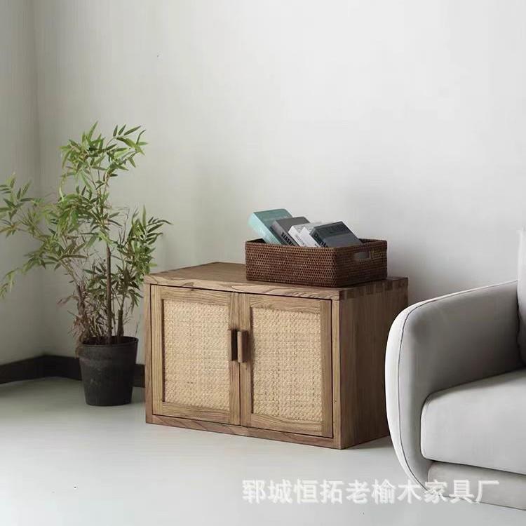 老榆木储物阳台地柜榻榻米炕柜收纳矮柜可坐人窗台书柜卧室飘窗柜