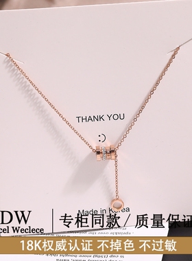 奥特莱斯【品牌撤柜1折】18K金小蛮腰项链女银轻奢小众高级送女友