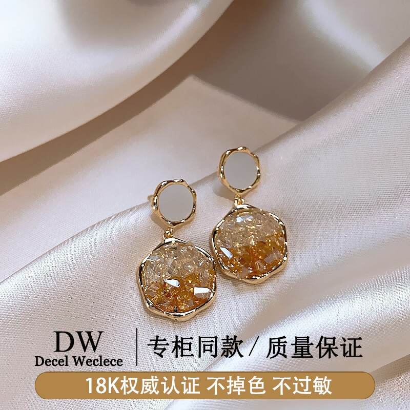 奥特莱斯【专柜正品】18K金法式水晶耳环AU750耳钉耳坠耳饰品