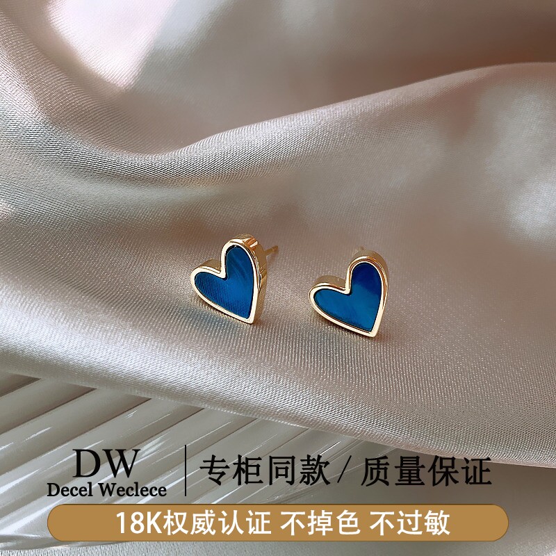 奥特莱斯【官网直发】蓝色爱心耳环女耳钉小巧精致甜美耳饰
