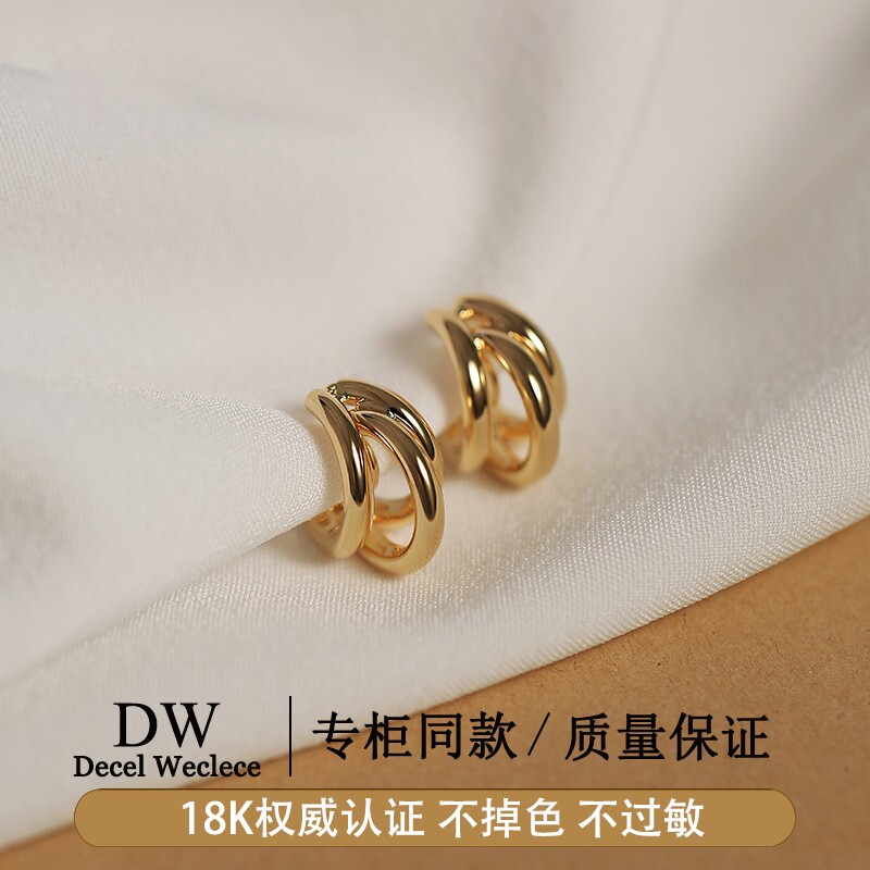 奥特莱斯专柜捡漏海外撤柜18K金耳夹蚊香盘耳环AU750无耳洞女无痛