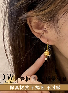 奥特莱斯18K金超仙中古vintage风格感蓝铃花耳坠女轻奢唯美耳饰品