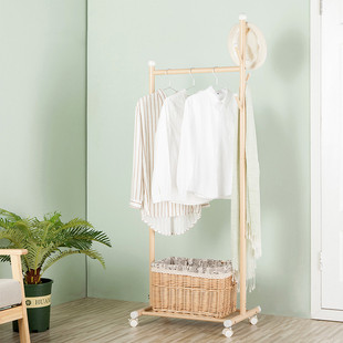 晾衣架落地单杆式挂衣架家用带轮移动宿舍室内阳台金属晒衣架小型