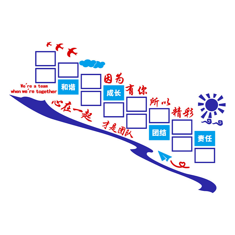 企业文化墙公司楼梯照片墙办公室团队励志背景墙面装饰标语墙贴画