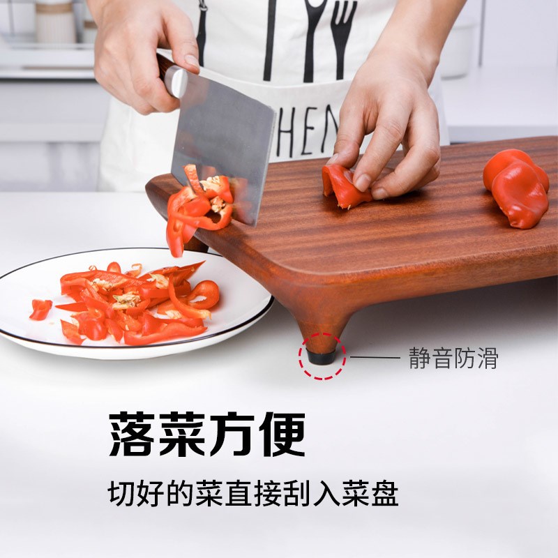 小卜多乌檀木高脚砧板砍大骨案板砧板切菜板带支架整木制作耐用