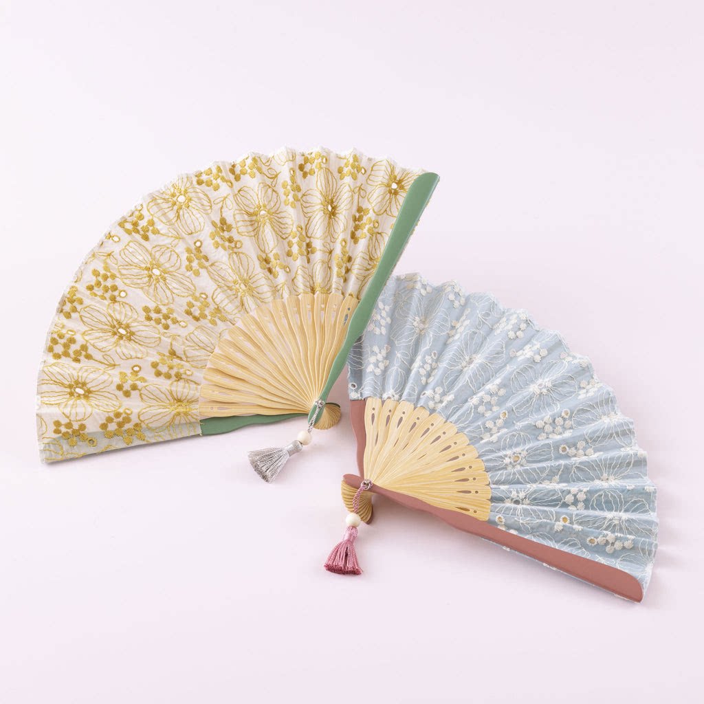 白竹堂棉布蕾丝花柄折扇