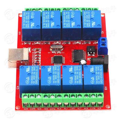 USB继电器模块8路免驱电脑控制5V12V24VPLC控制板智能控制器模块