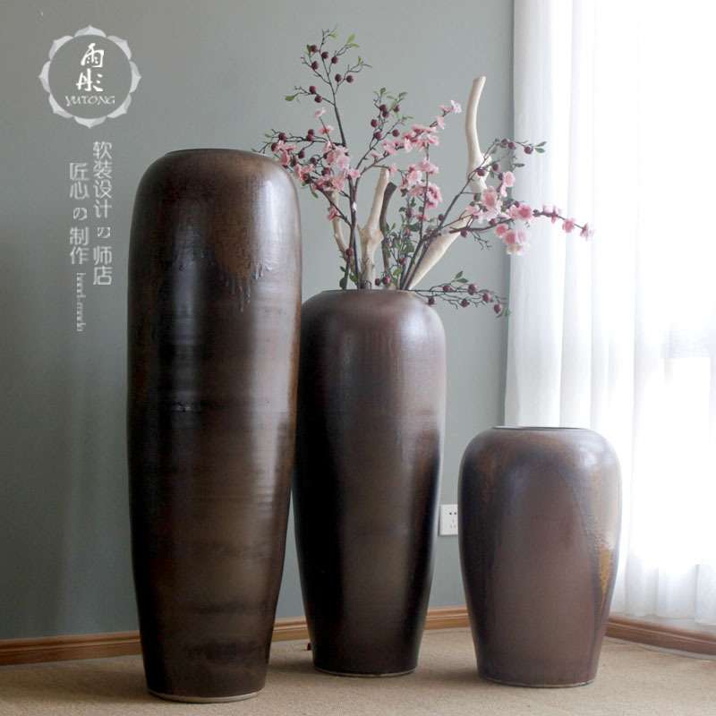 欧式复古创意陶艺陶瓷器落地大花瓶客厅家居软装饰品酒店摆件插花