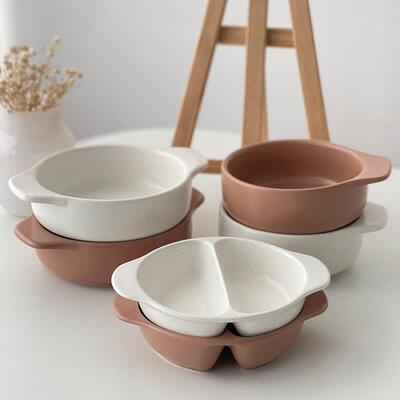 白屿北欧风格陶瓷分格碗儿童餐具家用烤箱适用