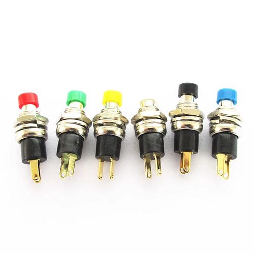 PB05A PBS-110按钮开关 圆形点动开关 带自锁开关 2脚金脚开孔7MM