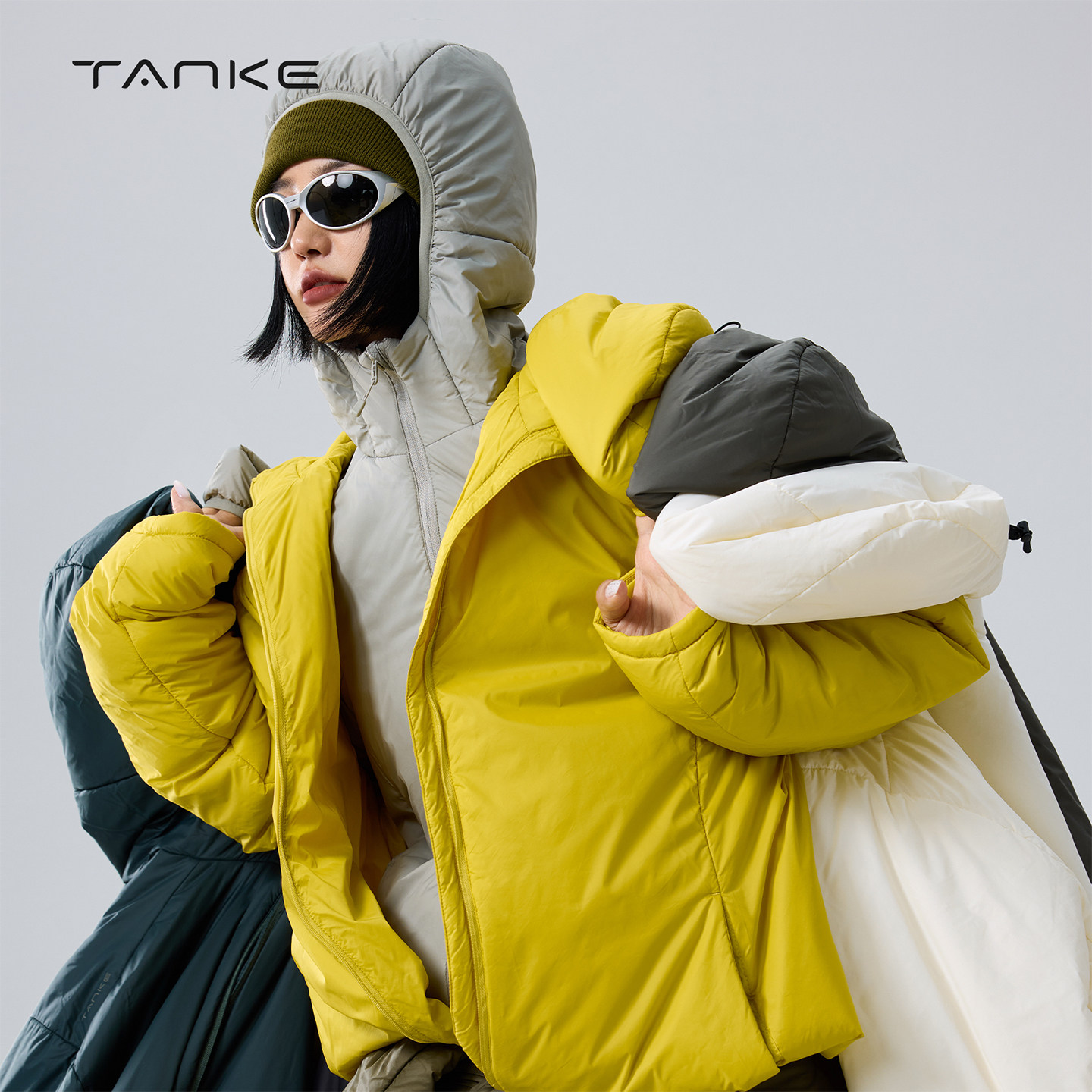 探刻TANKE户外轻量防风保暖棉服外套秋冬情侣款多色休闲连帽棉衣