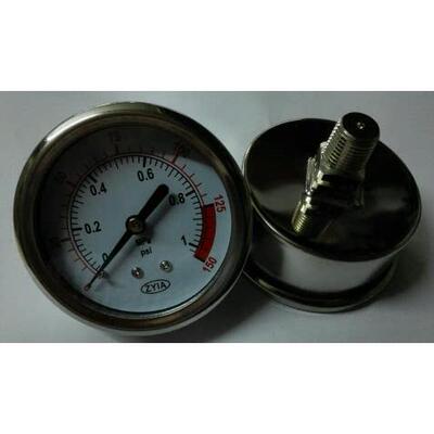 zyia 轴向带支架不锈钢无油压力表 yt-60z 0-1mpa 150psi zg1/4