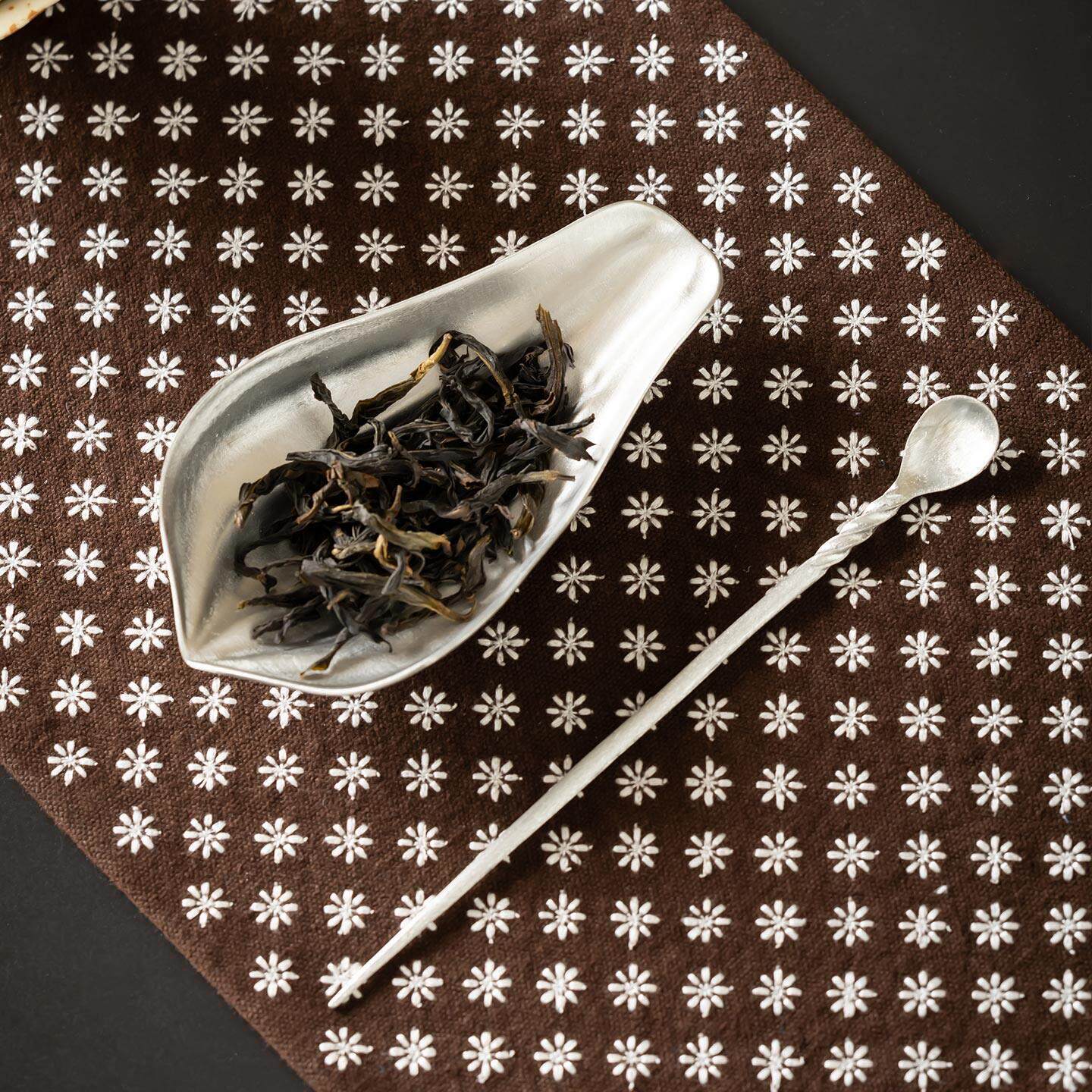水滴莲瓣工锡茶则纯茶拨两件套复古茶茶手荷精致赏茶器CFR茶具醒
