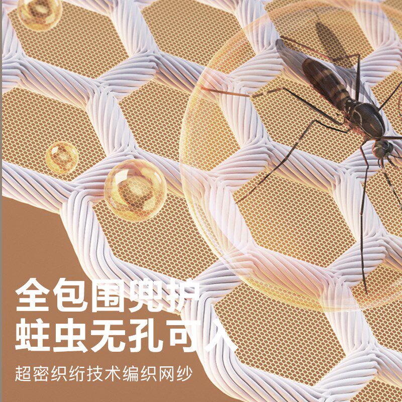 康亨2024新款防摔蚊帐儿童拉链款三开门坐床式纹帐回底全卧室文帐