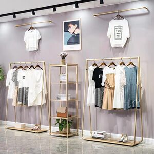 男装店服装展示架落地式组合女装挂衣架金色衣服货架童装服装架子