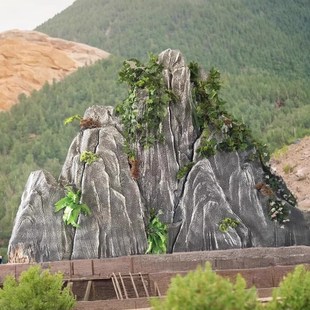 定制高密度泡沫石头仿真假山造景摄影婚庆塑雕舞台演出道具悬崖山