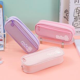 新款笔袋简约可爱笔盒牛津布铅笔盒学生文具盒清新文具包
