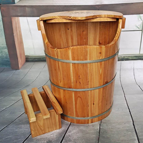 藏生堂杉木足浴桶木桶泡脚桶沐足桶 洗脚桶足浴盆足疗桶实木45cm