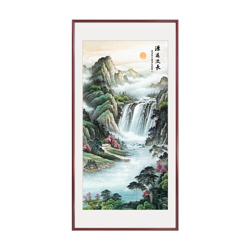 源远流长山水画新中式玄关装饰画招财书房走廊过道壁画风景画国画