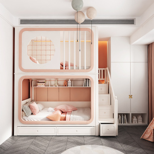 全实木儿童上下床男孩上下铺双层床高低床女孩公主子母城堡树屋床