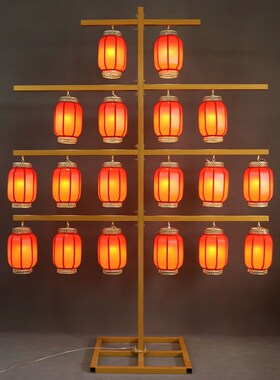 中式婚庆道具红灯笼铁艺屏风装饰摆件汉唐婚礼背景布置宫灯路引架