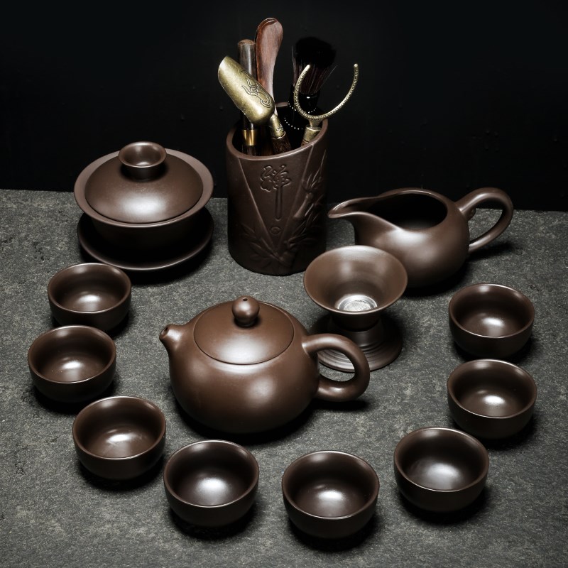 紫砂功夫茶具套装家用客厅整套陶瓷茶盘茶壶茶杯高档泡茶喝茶套餐